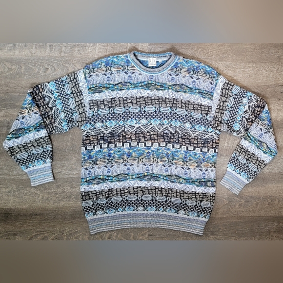 90s Vintg Mondo Di Marco Crew Neck Sweater Mens M Multi Cosby Knit Made In Italy - Picture 5 of 9